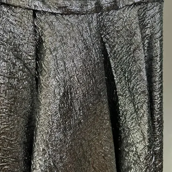 Mac Duggal Silver Gown-Size 4-one shoulder tea‎ holiday wedding brocade NWT